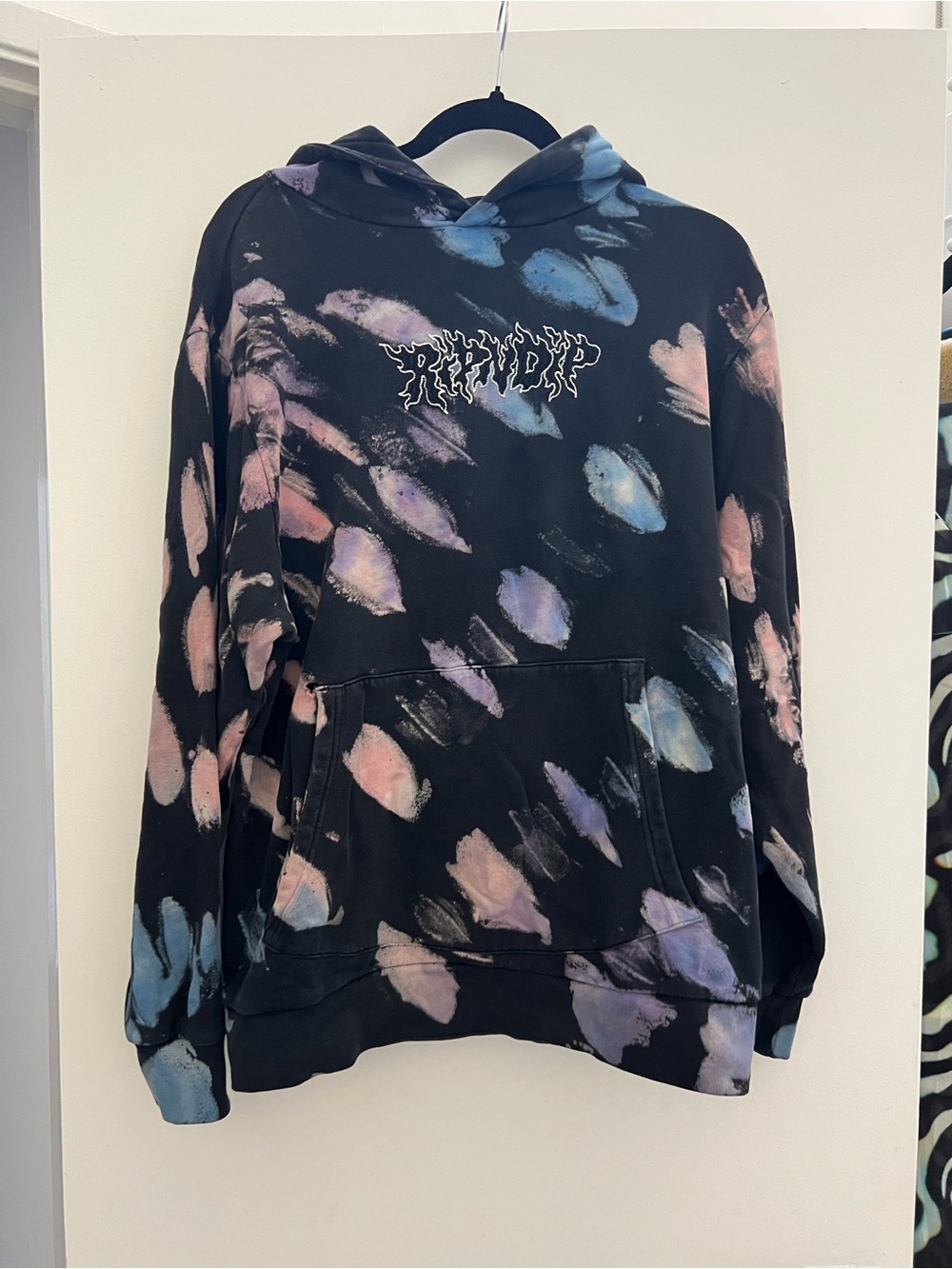 RIPNDIP Tie Dye Embroidered Logo Hoodie Black Pastel Size S – Discontinued